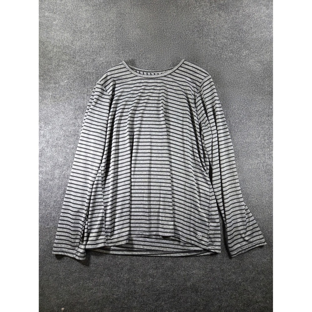 Be Inspired‎ Mens XXL Grey Black Striped Long Sleeve Performance Shirt 2284